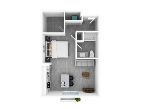 Floor plan for studio, 1 bath, 616 sqft